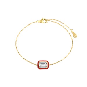 ANYCO Bracelet 18K Gold Plated 925 Silver Rectangle Clear Gemstone with Zircon 5A Jewelry for Women