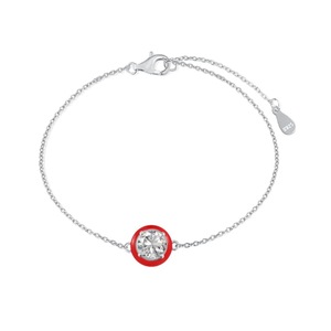 ANYCO Bracelet 925 Silver Red Round Clear Gemstone with Zircon 5A Jewelry for Women