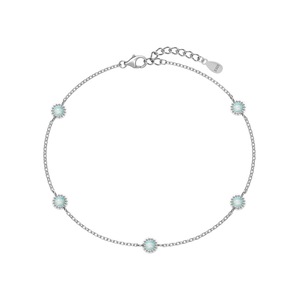 ANYCO Bracelet 925 Silver with Green Synthetic Opal Stone Jewelry for Women