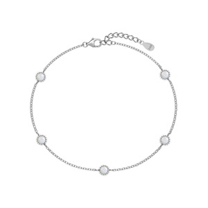 ANYCO Bracelet 925 Silver with White Synthetic Opal Stone Jewelry for Women