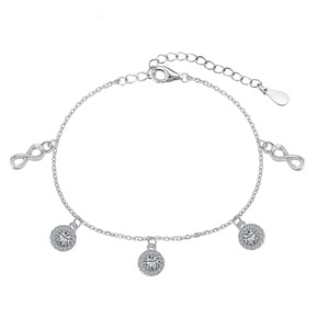 ANYCO Bracelet Elegant Sparkle Cz Cubic Zirconia Bracelets Women Round Infinity 925 Silver Bracelet Chain Adjustable Jewelry