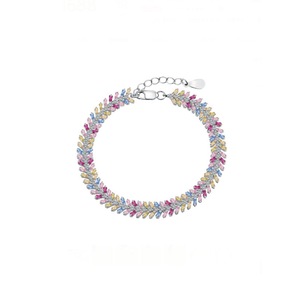 ANYCO Bracelet Heart Butterfly Rainbow Pink Stone Adjustable S925 Sterling Silver Bracelets Women CZ Bracelet Femme Jewelry Set