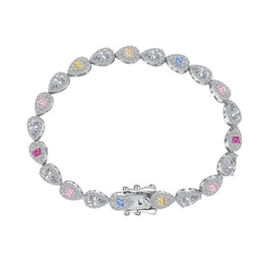 ANYCO Bracelet Multicolored Pear Fruit Shape Rainbow Stones S925 Silver Fine Jewelry Colorful Zircons Tennis Bracelets For Women