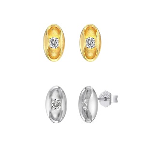 ANYCO Earrings 925 Silver Stud Shaped With Sparkling Crystal Minimalist Jewelry For Women