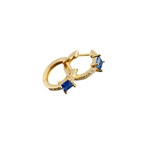 ANYCO Earrings Gold Plated Blue Luxury Square CZ Round Ear Buckle For Women Girl Teen Chic Fashion Stylish Accessories Jewelry Gifts