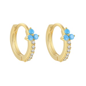 ANYCO Earrings Gold Plated Blue Minimalist Pave Black Blue Zircon Flower Stud For Women Girl Perfect Fashion Stylish Accessories Jewelry Gifts
