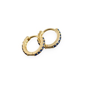 ANYCO Earrings Gold Plated Blue Punk Pave CZ Simple Round 8.8MM Ear Buckle For Women Girl Teen Chic Fashion Stylish Accessories Jewelry Gifts
