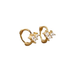 Anyco Earrings Gold Plated Bohemian Pave Square Shiny CZ Flowers Stud For Women Teen Girl Fine Fashion Stylish Accessories Jewelry Gifts