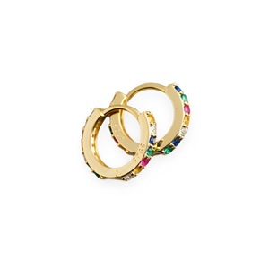 ANYCO Earrings Gold Plated Color Punk Pave CZ Simple Round 8.8MM Ear Buckle For Women Girl Teen Chic Fashion Stylish Accessories Jewelry Gifts