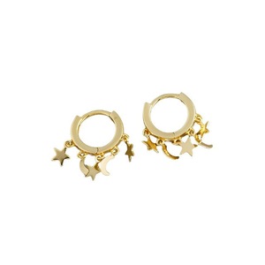 ANYCO Earrings Gold Plated Creative Bohemian Star Moon Tassel Stud For Women Girl Fashion Stylish Rock Punk Accessories Jewelry Gifts