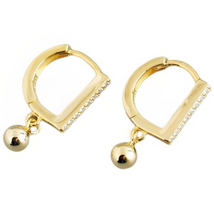 Anyco Earrings Gold Plated Geometric Bohemian Zircon Pave Hanging Beads Stud For Women Teen Girl Fashion Stylish Accessories Jewelry Gifts