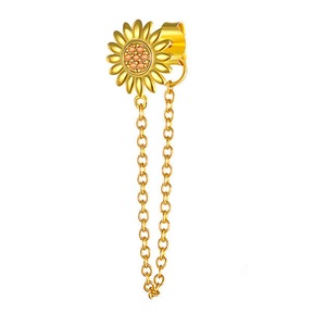 Anyco Earrings Gold Plated Geometric Cute Icons Tassel Ear Line Stud For Women Teen Fashion Stylish Accessories Jewelry Gifts Sunflower