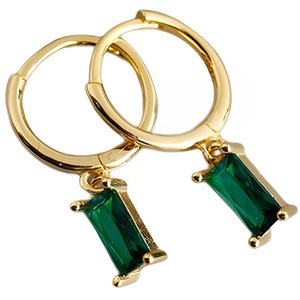 ANYCO Earrings Gold Plated Green Geometric Square 6 Colors Hanging Stud For Women Girl Teen Chic Fashion Stylish Accessories Jewelry Gifts