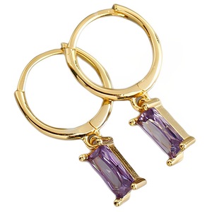ANYCO Earrings Gold Plated Light Purple Geometric Square 6 Colors Hanging Stud For Women Girl Teen Chic Fashion Stylish Accessories Jewelry Gifts