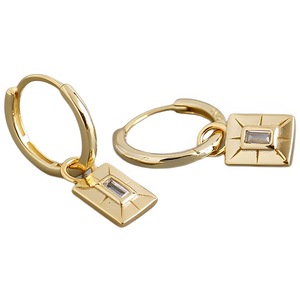 ANYCO Earrings Gold Plated Luxury Square French Eye Gold Charm Pendant Drop For Women Teen Fashion Stylish Accessories Jewelry Gifts