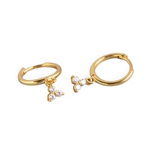ANYCO Earrings Gold Plated Minimalist White FLower Zircon Geometric Clover Stud For Women Teen Fashion Stylish Accessories Jewelry Gifts