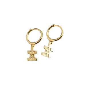 ANYCO Earrings Gold Plated Punk Geometric Initials ME Label Stud For Women Girl Teen Fashion Stylish Rock Accessories Jewelry Gifts