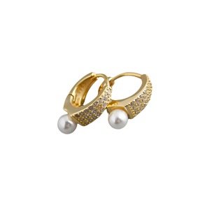 Anyco Earrings Gold Plated Punk Luxury Pave Crystal Zircon Pearl Ear Buckle For Women Girl Teen Fashion Stylish Accessories Jewelry Gifts
