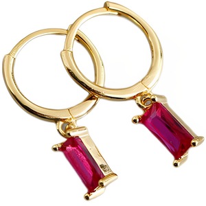 ANYCO Earrings Gold Plated Red Geometric Square 6 Colors Hanging Stud For Women Girl Teen Chic Fashion Stylish Accessories Jewelry Gifts