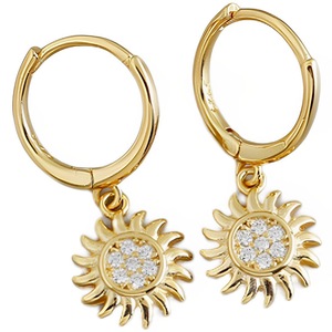 ANYCO Earrings Gold Plated Rock Punk Round Zircon Sunflower Stud For Women Girl Teen Elegant Perfect Fashion Stylish Accessories Jewelry Gifts