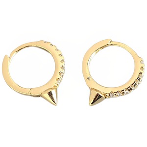 ANYCO Earrings Gold Plated Single Short Spike Eternity Clicker For Women Girl Teen Elegant PerfectFashion Stylish Accessories Jewelry Gifts