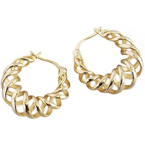 ANYCO Earrings Hip Hop Punk Hollow Twisted Unique Exaggerated Hoop Piercing For Women Jewelry Gold