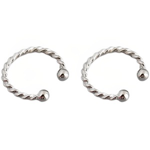 ANYCO Earrings Punk Rock Twist Circle Sterling Silver Ear Clip Hoop For Kids Women Wedding Jewelry Gift Pair