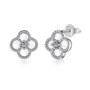 ANYCO Earrings Silver 925 Sterling Clover Earrings Jewelry Women Diamond Cubic Zirconia Earring