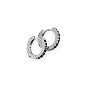 ANYCO Earrings Sterling Silver Black Punk Pave CZ Simple Round 8.8MM Ear Buckle For Women Girl Teen Chic Fashion Stylish Accessories Jewelry Gifts