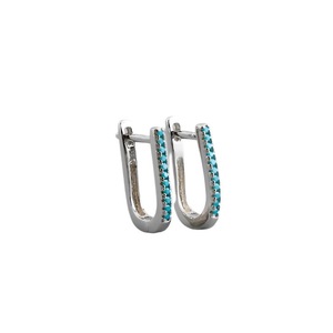 ANYCO Earrings Sterling Silver Charms Bohemian Blue Zircon U Shaped Ear Buckle For Women Girl Teen Fine Fashion Stylish Accessories Jewelry Gifts