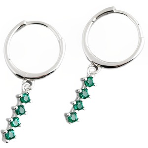 ANYCO Earrings Sterling Silver Chic Charm Green Colored Zircon Bar Stud For Women Girl Teen Fine Fashion Stylish Accessories Jewelry Gifts