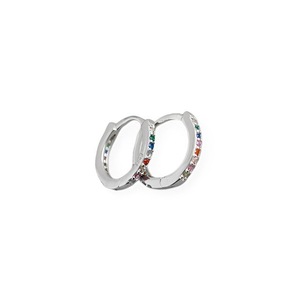 ANYCO Earrings Sterling Silver Color Minimalist Round Zircon Stud For Women Girl Elegant Fashion Stylish Accessories Jewelry Gifts