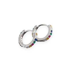 ANYCO Earrings Sterling Silver Color Punk Pave CZ Simple Round 8.8MM Ear Buckle For Women Girl Teen Chic Fashion Stylish Accessories Jewelry Gifts