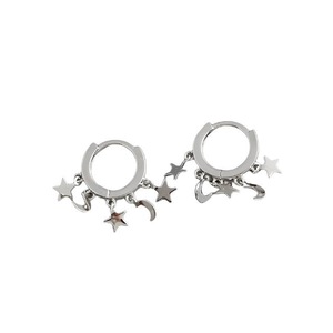ANYCO Earrings Sterling Silver Creative Bohemian Star Moon Tassel Stud For Women Girl Fashion Stylish Rock Punk Accessories Jewelry Gifts