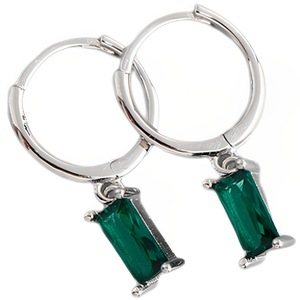 ANYCO Earrings Sterling Silver Green Geometric Square 6 Colors Hanging Stud For Women Girl Teen Chic Fashion Stylish Accessories Jewelry Gifts
