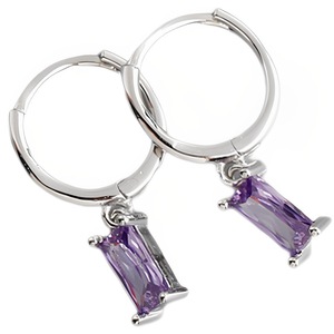 ANYCO Earrings Sterling Silver Light Purple Geometric Square 6 Colors Hanging Stud For Women Girl Teen Chic Fashion Stylish Accessories Jewelry Gifts