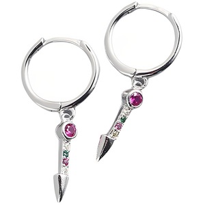 ANYCO Earrings Sterling Silver Luxury Colorful Zircon Spike Ear Buckle For Women Girl Teen Chic Fashion Stylish Accessories Jewelry Gifts