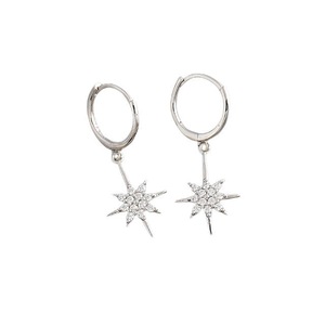 ANYCO Earrings Sterling Silver Luxury Crystal Zircon Shining Light Star Stud For Women Girl Teen Chic Fashion Stylish Accessories Jewelry Gifts