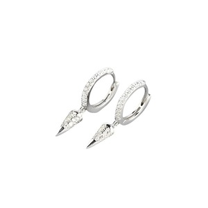 ANYCO Earrings Sterling Silver Luxury Pave Zircon Cone French Style Ear For Women Girl Fashion Stylish Rock Accessories Jewelry Gifts