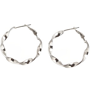 ANYCO Earrings Sterling Silver Minimalist Round Circle Rotating Twist Stud For Women Girl Perfect Fashion Stylish Accessories Jewelry Gifts
