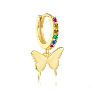 ANYCO Earrings Sterling Silver New Cute Charming Color Zircon Icons butterfly Stud For Women Girl Teen Fashion Stylish Accessories Jewelry Gifts