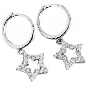 ANYCO Earrings Sterling Silver Pave Crystal Zircon Hollow Star Chic For Women Teen Girl Fashion Stylish Accessories Jewelry Gifts