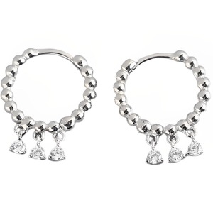 ANYCO Earrings Sterling Silver Punk Hip-Hop Pave Round Zircon Tassel Stud For Women Teen Girl Fine Fashion Stylish Accessories Jewelry Gifts