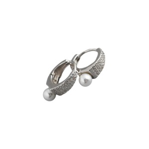 ANYCO Earrings Sterling Silver Punk Luxury Pave Crystal Zircon Pearl Ear Buckle For Women Girl Teen Fashion Stylish Accessories Jewelry Gifts