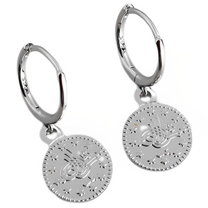 ANYCO Earrings Sterling Silver Vintage Luxury Round Coin Hanging Stud For Women Girl Teen Fashion Stylish Accessories Jewelry Gifts