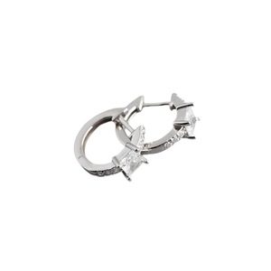 ANYCO Earrings Sterling Silver White Luxury Square CZ Round Ear Buckle For Women Girl Teen Chic Fashion Stylish Accessories Jewelry Gifts
