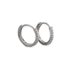 ANYCO Earrings White Zircon Hoops Huggies Loops Clips Rock Punk Women Piercing Jewelry Accessories Sterling Silver