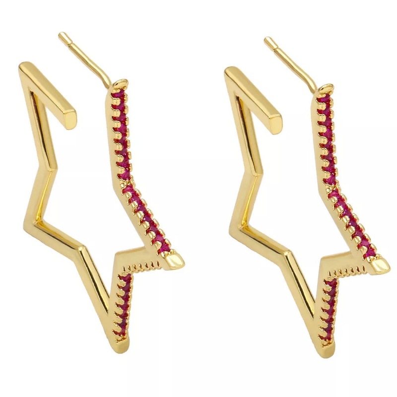 Buy Anyco Fashion Earring Red Star Trend New Small Crystal Stone Star