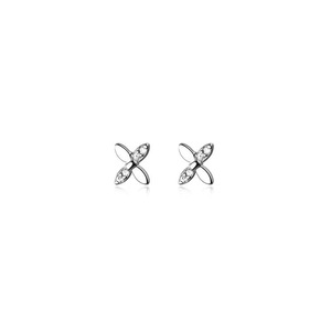 ANYCO Fashion Earrings 925 Sterling Silver Simple CZ Zircon Classic Cross Four Petal Flower Stud for Women Teen Birthday Jewelry Gift