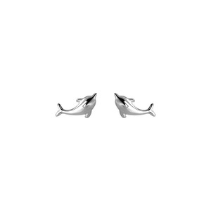 ANYCO Fashion Earrings 925 Sterling Silver Simple Glossy Gold Ocean Dolphin Stud for Women Cute Chic Party Piercing Jewelry